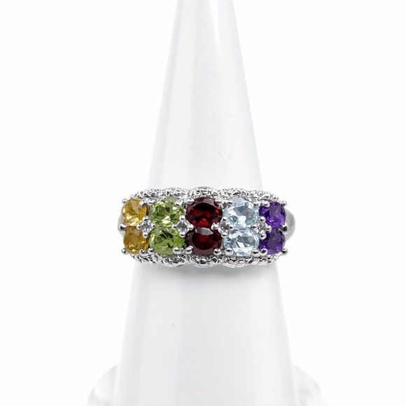 Karis Jewelry - STS Karis Sterling Silver Rainbow Gemstone Ring Size 7🌈